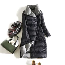 Зимний женский пуховик, Женская парка большого размера, женская теплая куртка, зимняя верхняя одежда, Двусторонний пуховик, парка
