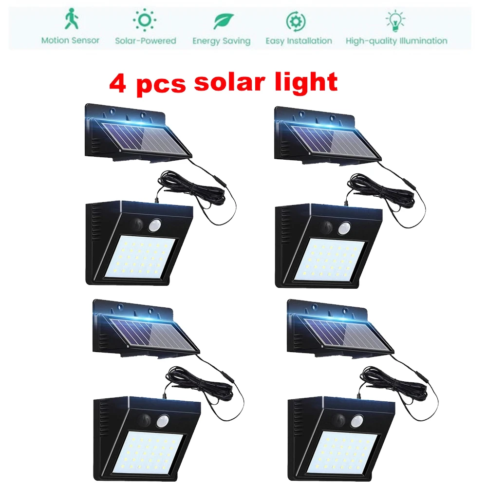 

2/4pcs 100/56/30 Led Solar Powered Lighting Outdoor Garden Yard Path Wall Landscape Lamp Black Lantern LED Light Lamps split mou