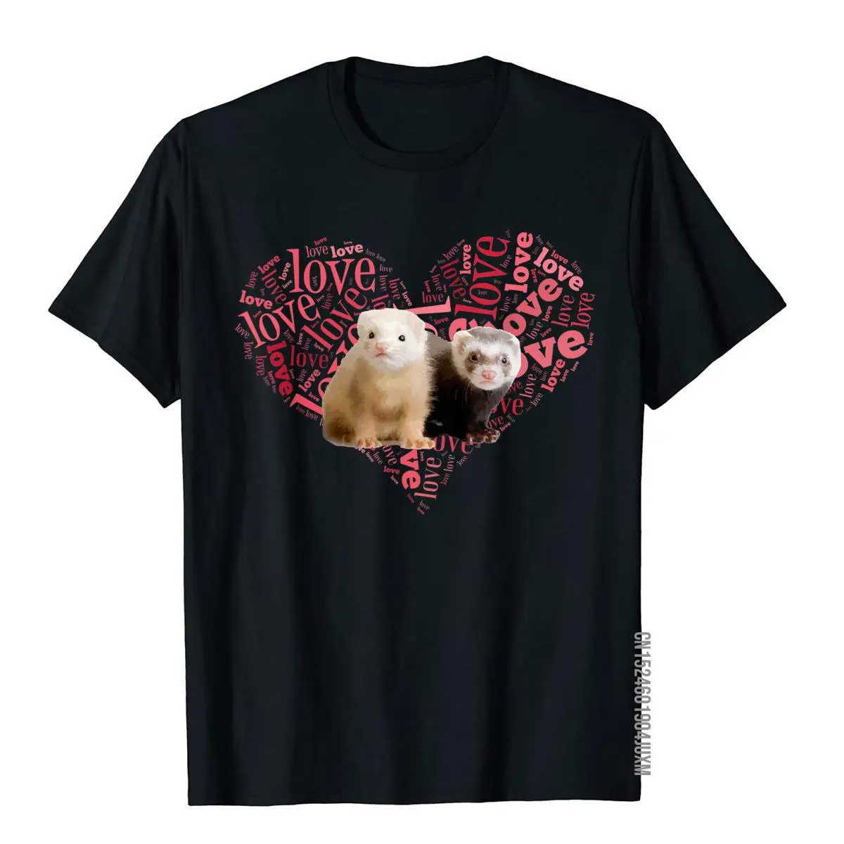 I Love Ferrets T-Shirt - Heart Shaped Ferret Lover Gift__97A137black
