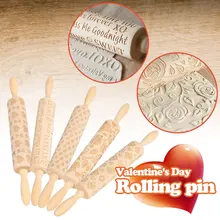 Тиснение плесень дерево День Святого Валентина экологический Bakng плесень Скалка Роза вечерние DIY кухонные пряничные печенье резьба