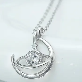 

Ice River 100% 925 Sterling Silver Women Romantic Planet Pendant Necklaces Female Chain Necklace Fashion Jewelry Friends Gifts