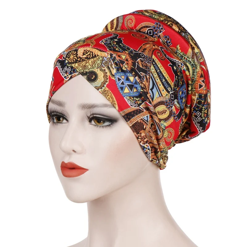 Мусульманские шарфы для женщин хиджабы Печатный мусульманский шарф шляпа рак химиотерапия Шапочка-тюрбан шарф шапка исламский головной убор