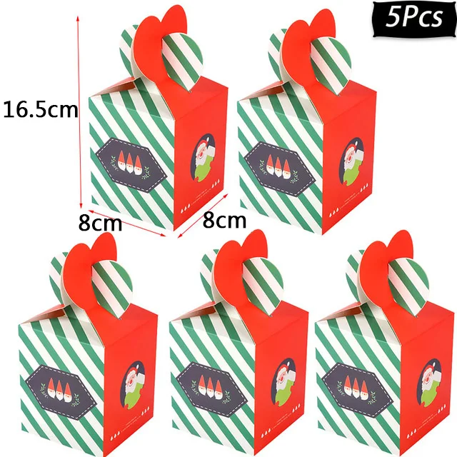 Веселые рождественские подарочные сумки Рождественская елка пластиковая упаковочная сумка Снежинка коробка с рождественскими конфетами новогодний спрос среди детей сумка Noel Navidad - Цвет: 5pcs paper box g