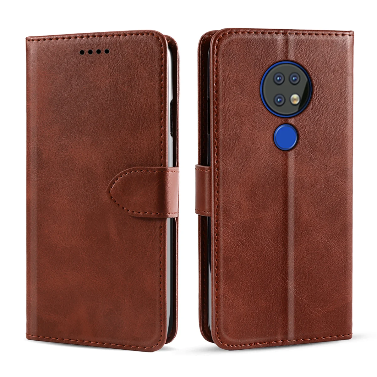 Ретро PU кожаный чехол для Nokia 7,2/6,2/3.1C/2,2/X71/8,1 Plus/4,2/3,2 флип-подставка, гнездо для карточек кошелек чехол с магнитной пряжкой - Цвет: Темно-коричневый