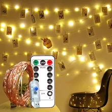 חג המולד תמונה קליפ פיות אורות USB LED מחרוזת עם מרחוק 10m 100 LED אורות זר קישוט חם לבן חתונה /המפלגה מנורה(China)