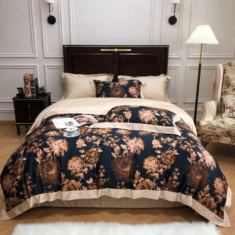 

Egyptian Cotton Soft Bedding Set French Country Spring Garden Elegant Flowers Duvet Cover Bed Sheet Pillowcases Queen King 4Pcs