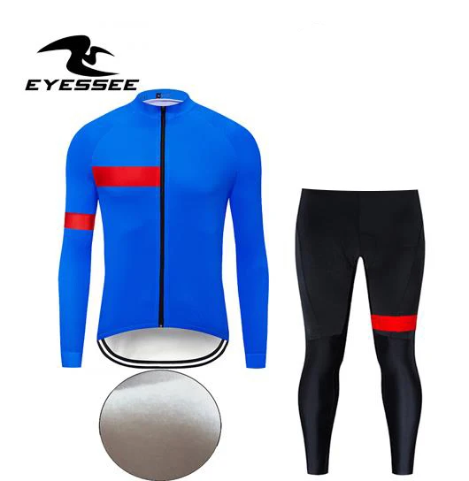 Long suit Зимняя одежда для велоспорта EYESSEE из теплого флиса, профессиональная теплая одежда для велоспорта, велосипедная одежда, комплект одежды для горного велосипеда - Цвет: Long suit
