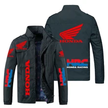 Honda Mens Jacket Honda HRC Red Wing Print Jacket Casual Windbreaker Fashion Trend Motorcycle Race Bike Jacket Men Clothing Coat