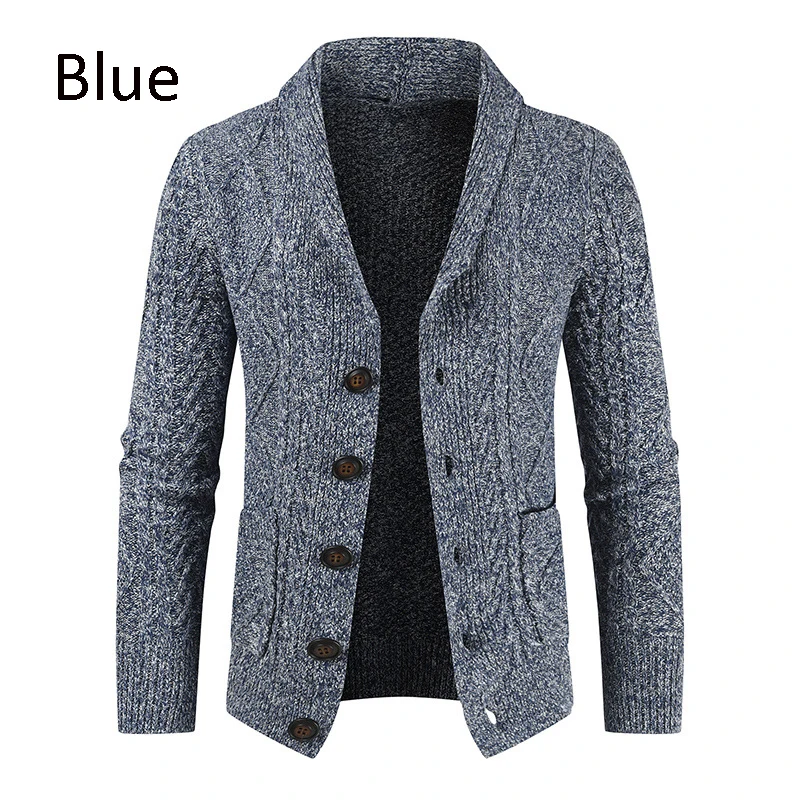 Men's Fashion Solid Color Warm Lapel High Quality Casual Button ...