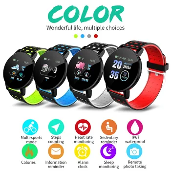 

119Plus Bluetooth Smart Watch Men Heart Rate Blood Pressure Smartwatch Women Watch Sport Tracker WhatsApp For Android Ios PK B2