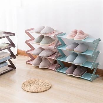 

4-tier DIY Shoe Rack Multi-Layer Assembled Cabinet Home Shoe Stand Book Shelf Shoes Organizer Holder Rack for Bathroom Hallway