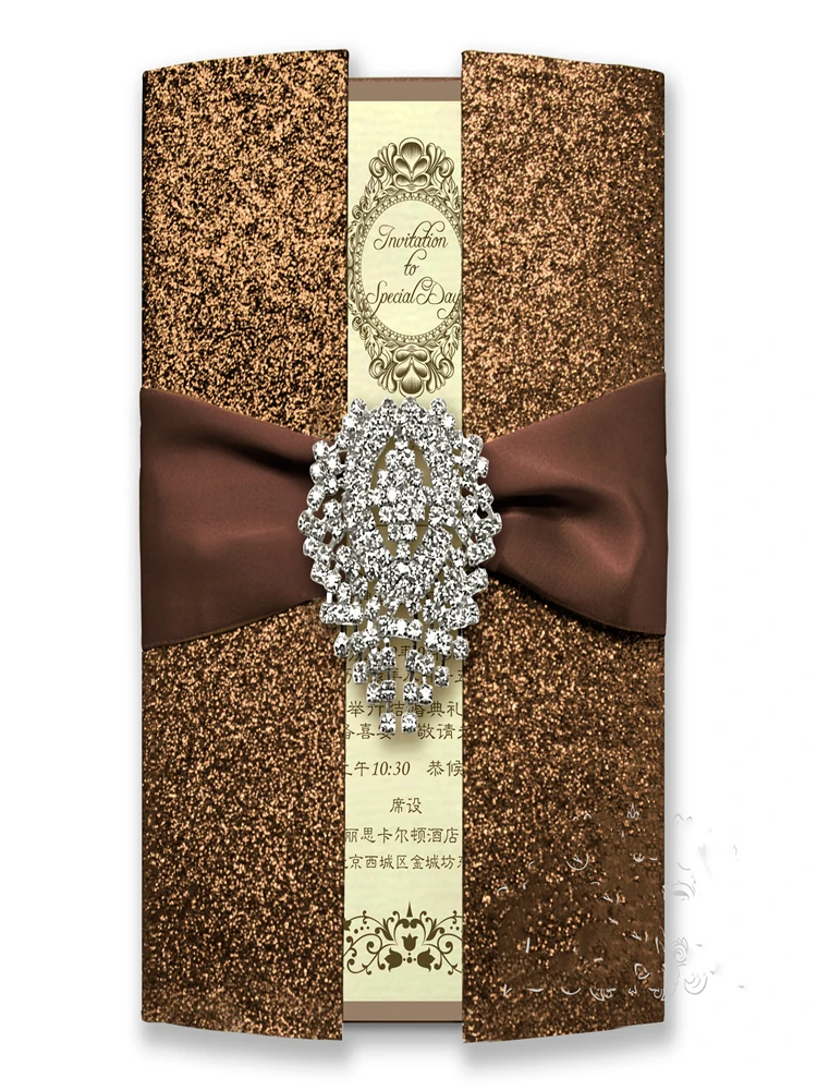  10pcs High-end hot stamping wedding invitations Creative wedding supplies Wedding invitations card  - 4.00026E+12
