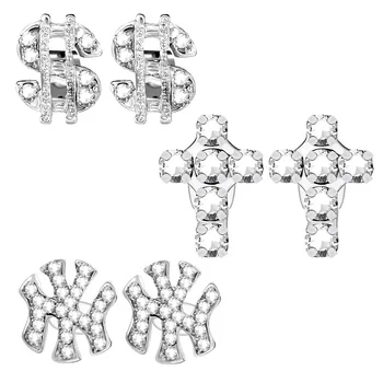 

1 Pair/Pack Shiny Personality $ Cross Shape Stud Earrings Set For Women Men Crystal Jewelry Accessories Earring Wholesale