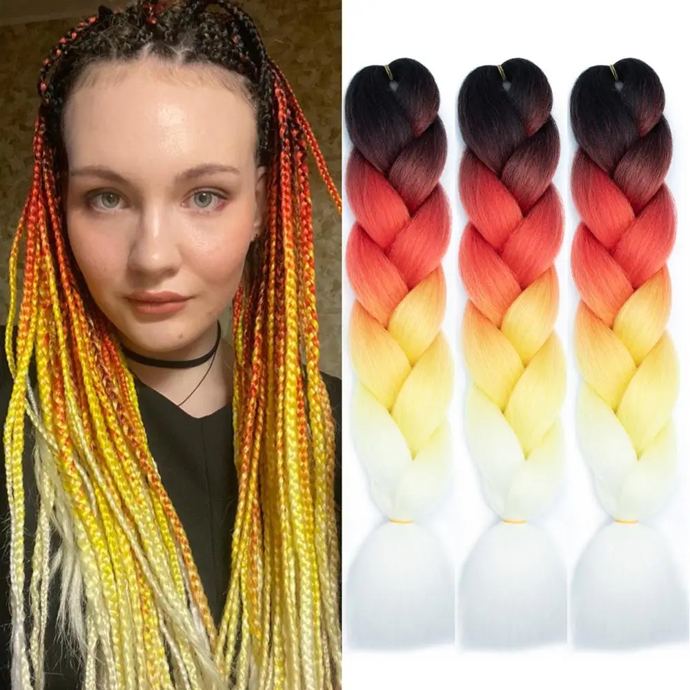 DAIRESS 24"  100g  Jumbo Braids Crochet Hair Extensions Box Braids Crochet Braids Synthetic Braiding Hair Extensions