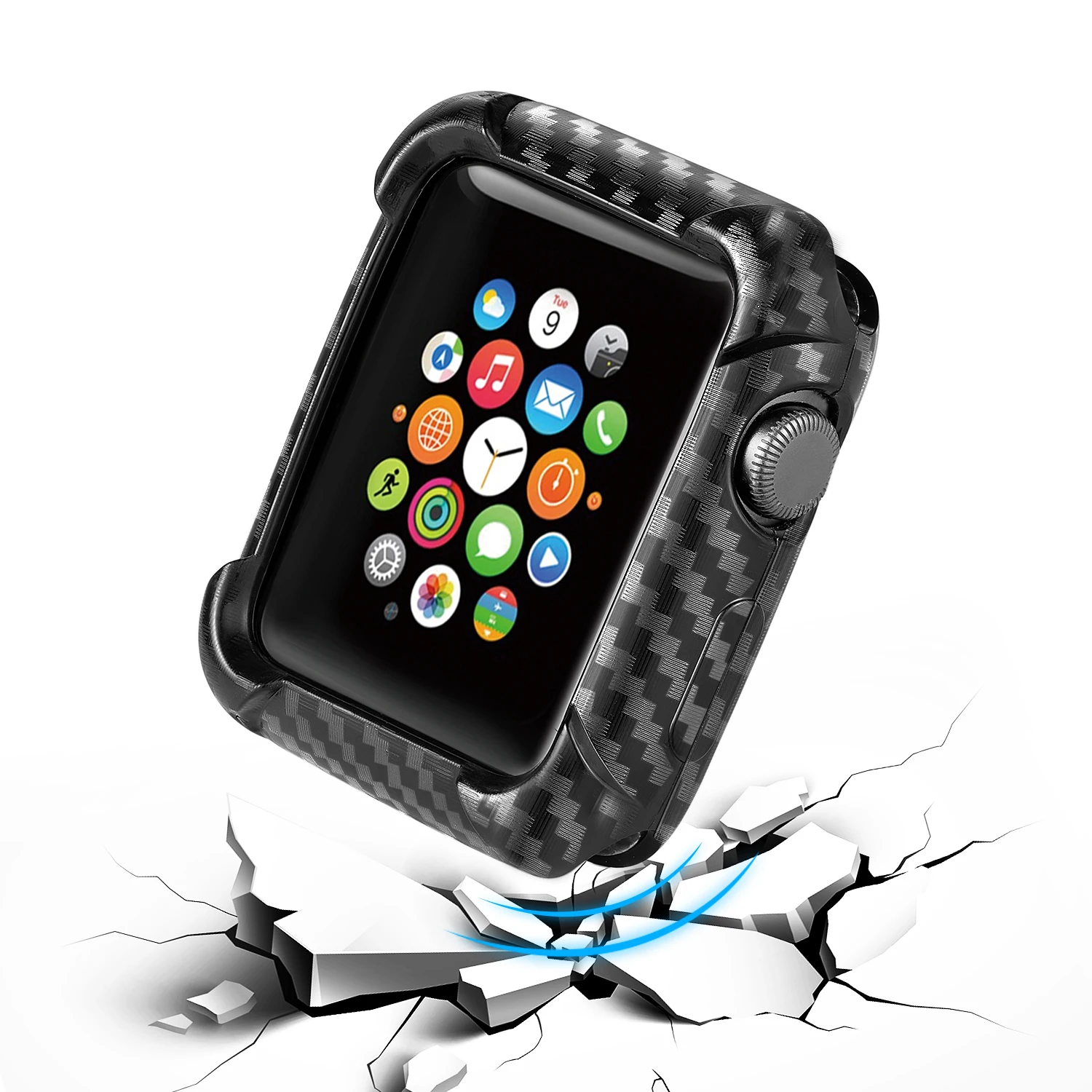 Ремешок для часов с защитным чехлом для Apple Watch series 4, 5, 44 мм, 40 мм, защитный чехол из углеродного волокна для iwatch