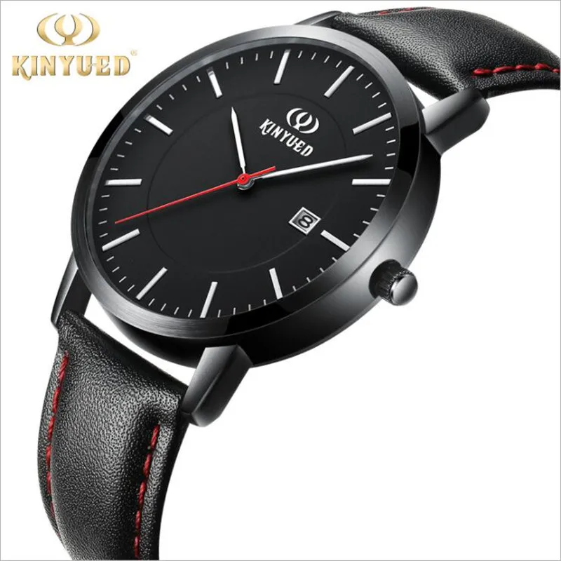 

KINYUED Men Watch Sport Leather Band Quartz Watches Male Simple Business Wristwatch Relogio Masculino For Husband Boyfriend Gift
