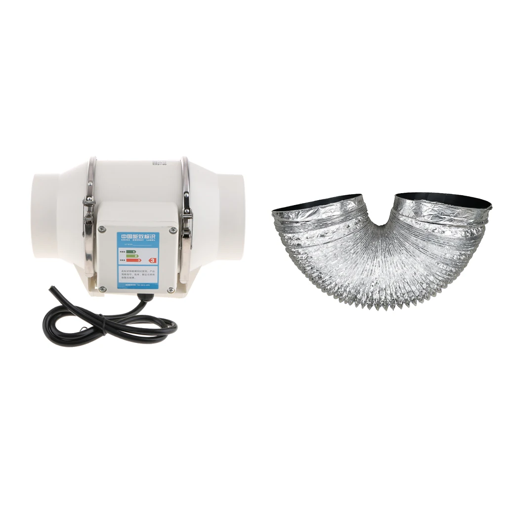4 Inch 220V Duct Inline Fan with Carbon Filter Hose Ducting Combo for Home Improvement