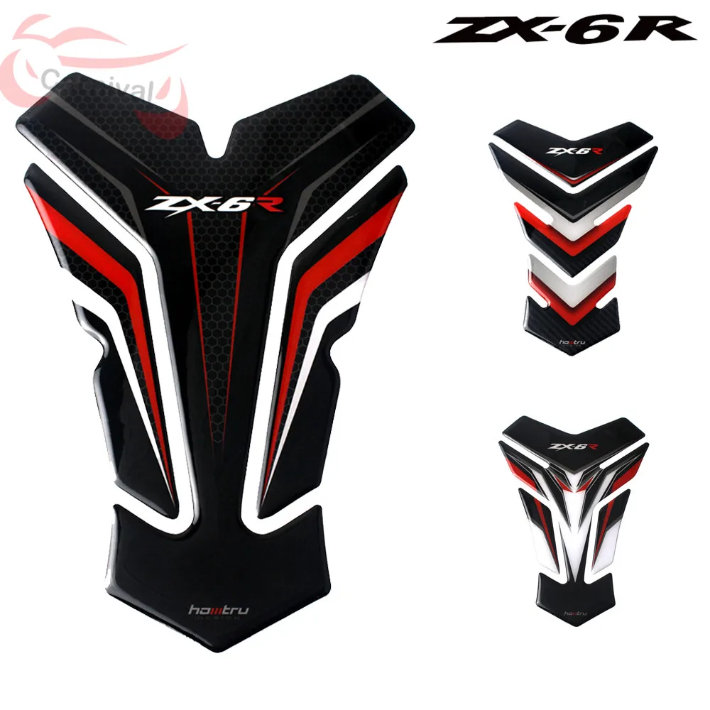 For Kawasaki ZX6R ZX 6R 636 3D Resin Tank Pad Protector For Motorcycle