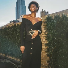 

Sesidy Women Off Shoulder Black Bandage Dress With Belt Sexy Spaghetti Strap Split Elegant Club Evening Partyale Outfits Dresses