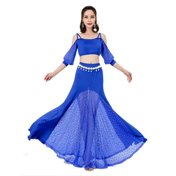 

Belly Dance Costume Set 2020 Sexy Women Oriental Sling Lace Bellydance Large Swing Skirt Dancing Beginner Training Dance Wear