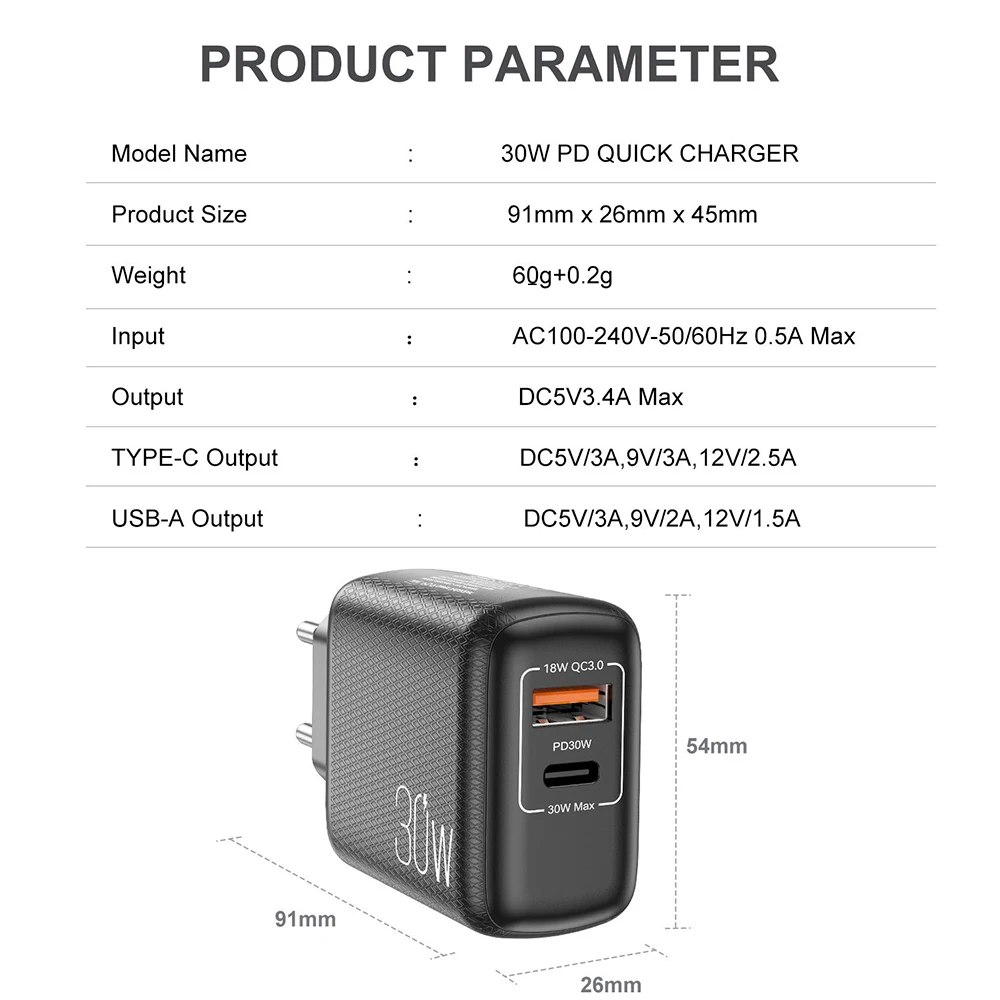 best 65w usb c charger USB Type-C Fast Charger PD 30w PPS 25W QC3.0 For Macbook Ipad Samsung S21 Iphone 12 Xiaomi Mobile Phone  Quick Charging Adapter powerbank quick charge 3.0