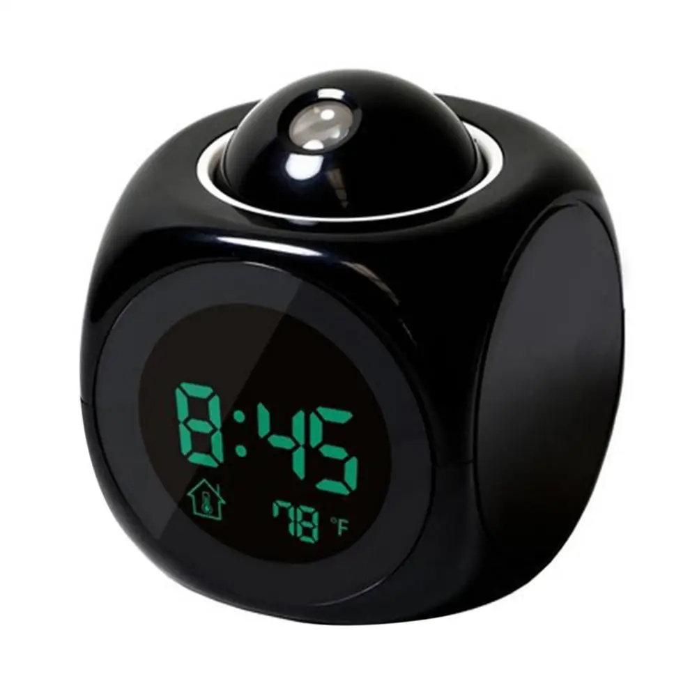 ЖК-проектор голосовой говорящий Будильник Подсветка электронный цифровой проектор часы стол температурный дисплей - Цвет: Square black
