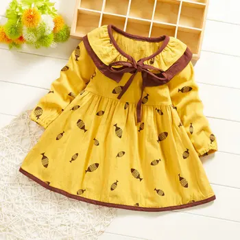 

Popular children's autumn dress 2019 new cotton children's wear big round neck wholesale baby