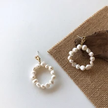 GHIDBK изысканный цветок пресноводный жемчуг серьги-гвоздики молотком нерегулярные жемчуг подвеска серьги-гвоздики Свадебные ювелирные изделия