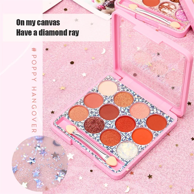 

New Arrive Diamond Matte Pearl Sequins Light Texture Star Eye Flow Charm Dazzle Feeling 12 Color Eye Shadow Makeup Cosmetic