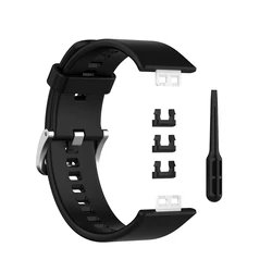 Silicone Replacement Watchband Strap for Huawei Watch Fit - Stylish and Durable Bracelet Strap (Black Only Strap)