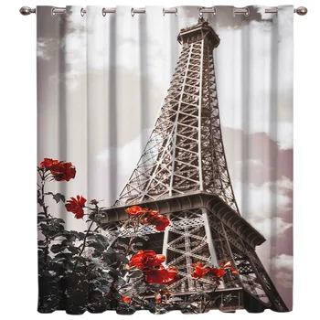 

Retro Eiffel Tower Room Curtains Large Window Window Curtains Living Room Bedroom Curtains Bathroom Bedroom Kids Room Curtains