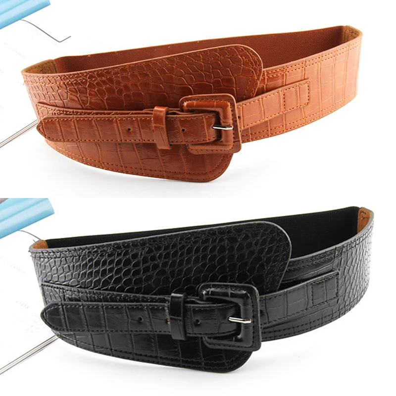 Cinturón de piel sintética para mujer, corsé elástico Vintage para camisa, cinturones coreanos de Color sólido a la moda|Cinturones mujer| -
