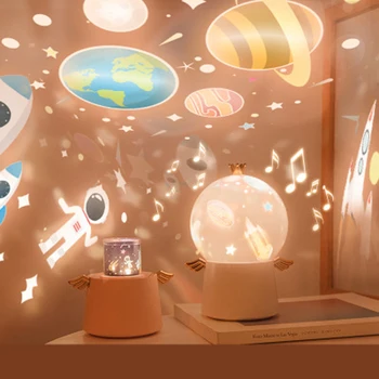 

Angel Projector Night Light Music Box Angle LED Lamp Chargeable Rotate Universe Ocaen Colorful Flashing Star Kids Baby Gift
