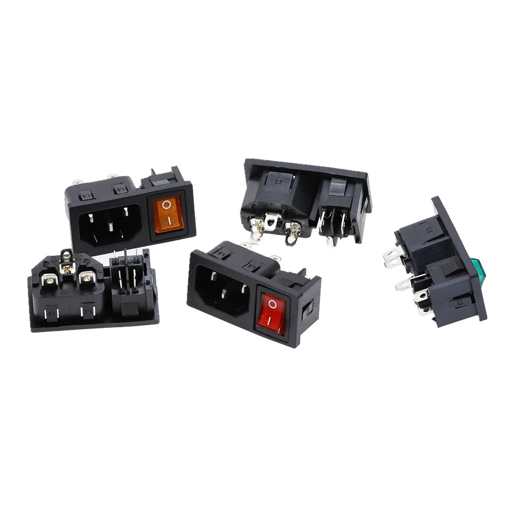 1 комплект панель IEC320 C14 входное гнездо питания вкл/выкл SPST красный кулисный