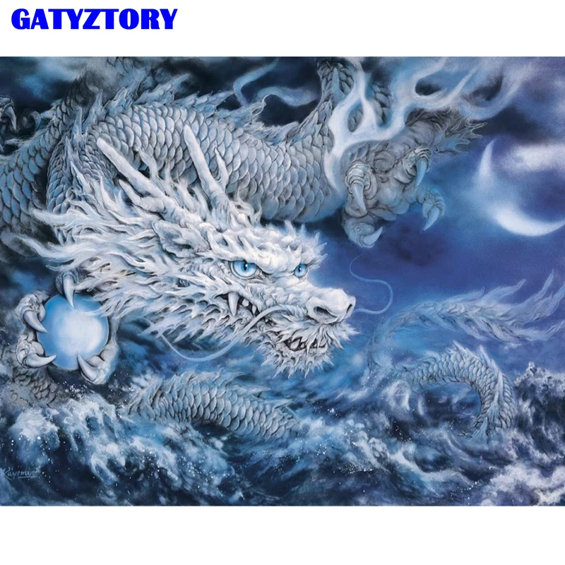GATYZTORY картина маслом по номерам абстрактный холст ледяной дракон цифровая