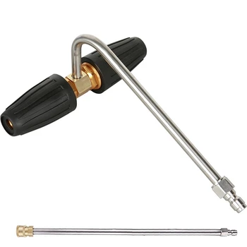 

1/4 inch High Pressure Double Rotating Nozzle, 360 Degree 4000PSI Turbo Nozzle with Straight Rod for Car Wash, Garden