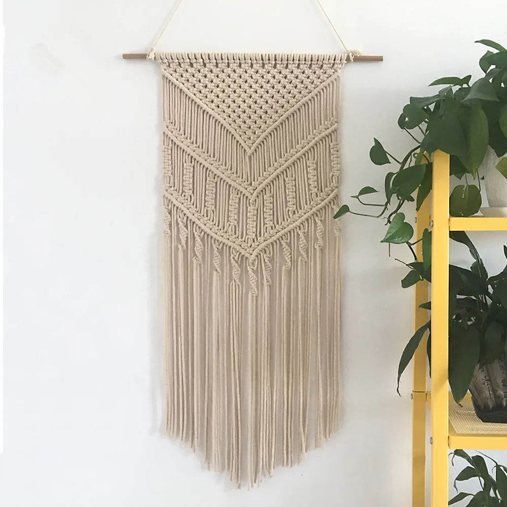 Macrame Woven Wall Hanging Boho Chic Bohemian Home Geometric Art Decor Beautiful Apartment Dorm Room Decoration 4 Sizes