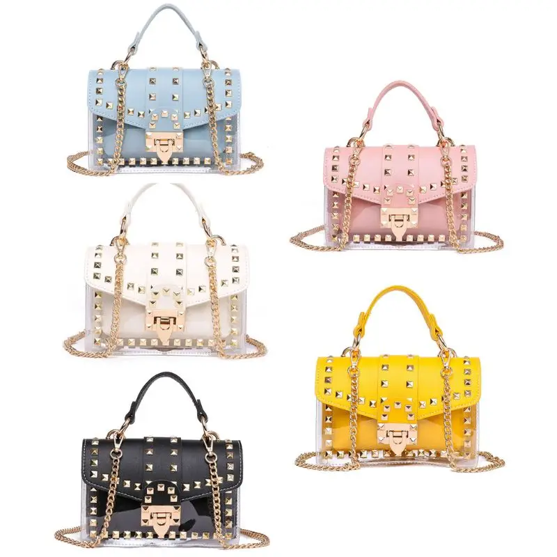 

Transparent Women Handbag Fashion Rivet Shoulder Bag