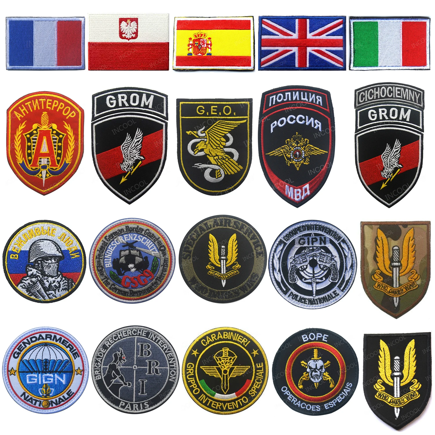 

Spain France Italy Poland Russia Germany Embroidered Patches Tactical Army Military Morale Patch Emblem Combat Embroidery Badges