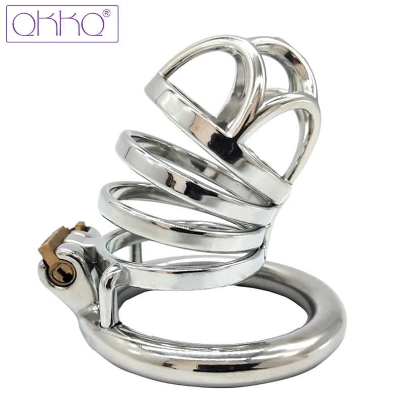 QKKQ Adult Sex Toys Male Stainless Steel Cock Cage Penis Ring Prison Bird with catheter Stealth New Lock tube Chastity Service | Красота и
