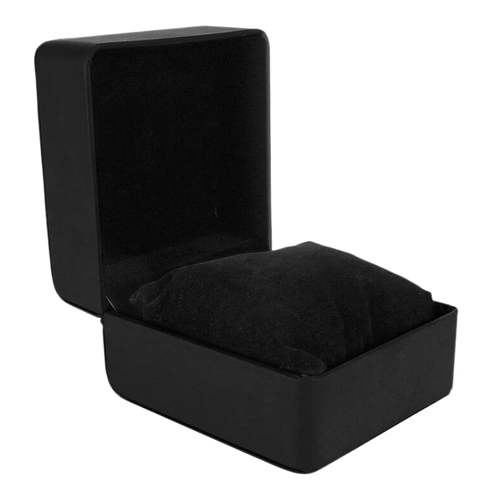 Square 10x10x7cm Black PU Leather Wristwatch Storage Box Gift Jewelry Case