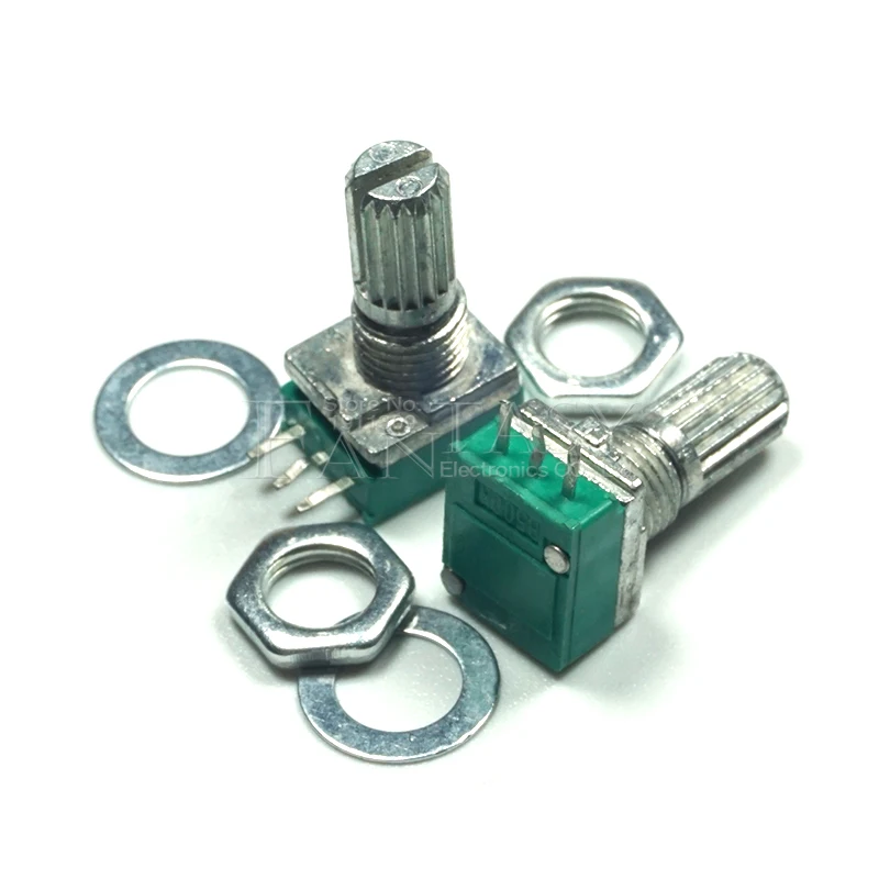 Rotary Potentiometer 5pcs RK097N 5K 10K 20K 50K 100K 500K B5K with a switch audio 3pin shaft 15mm amplifier sealing potentiometer adjustable resistor