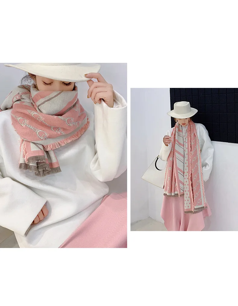 Высокое качество, женские кашемировые шарфы-платки и палантины, женские толстые теплые зимние шарфы из пашмины, дизайнерский принт, мода