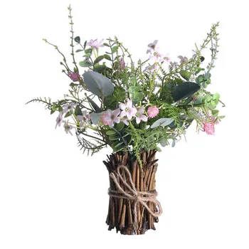 

Artificial Flower Plant Bundle Simulation Floral Decor Home Wedding Fake Flower Bouquet with Bamboo Wrap Eucalyptus wildflower
