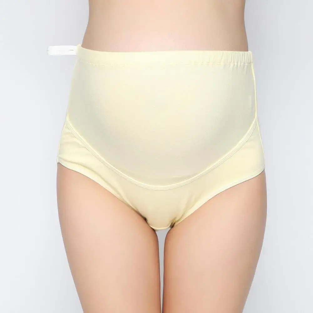 light yellow 1 шт., трусы для беременных, хлопковые, регулируемые, бандажные, с высокой талией, для мам, для поддержки живота, нижнее белье, трусы для беременных, короткие штаны - Цвет: light yellow