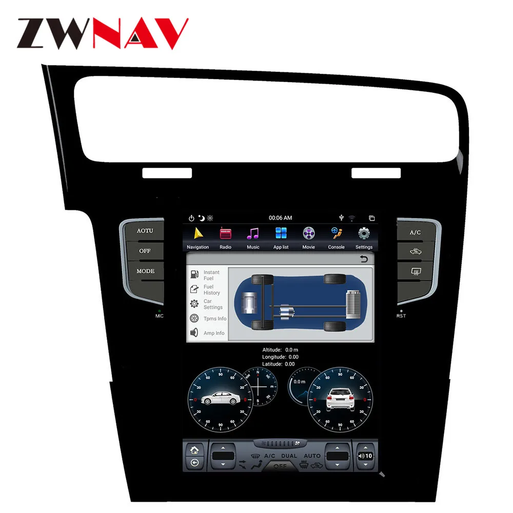 Вертикальный экран ZWNAV Tesla Android 9 0 PX6 4 Гб + 64 Встроенный DSP Carplay для Volkswagen Golf 7 2010 2018 GPS