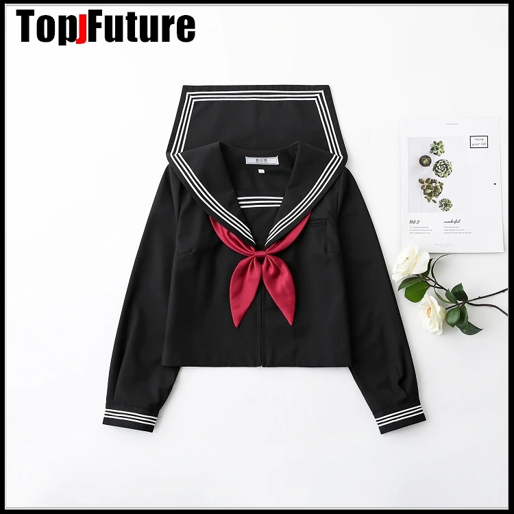 Basic JK uniform dress orthodox black Guanxi Lapel improved white three sailor suit Japanese summer student SCHOOL UNIFORM suit 4