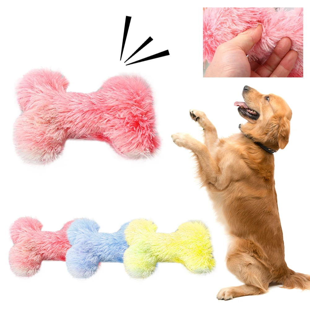 

Cat and Dog Chew Toys Soft Plush Fluffy Squeaky Squeaking Bone Comfort Dog Toy Dropship