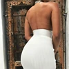 Halter Backless Deep V-neck Sexy Club Dress Women Off Shoulder Long Maxi Bodycon Wrap Pencil Party Dresses Summer White Vestidos Dress Women's Women's Clothing 