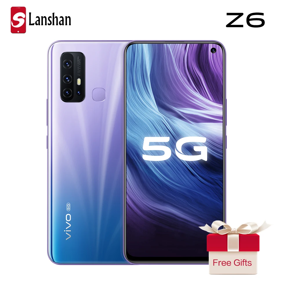 Оригинал vivo Z6 5G Celular Snapdragon 76 6 ГБ 128 5000 мАч большая батарея 44 Вт Dash зарядка 48.0MP 4